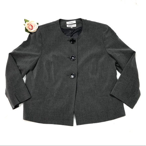 Jones & Co Jackets & Blazers - Jones & Co Gray Work Blazer Big Black Buttons size 12